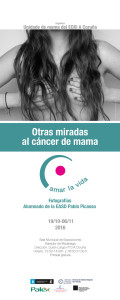 Cartel que anuncia la inauguración de la Exposición sobre el Cáncer de mama el día 19 de octubre. La muestra se puede visitar hasta el 6 de noviembre de 2016